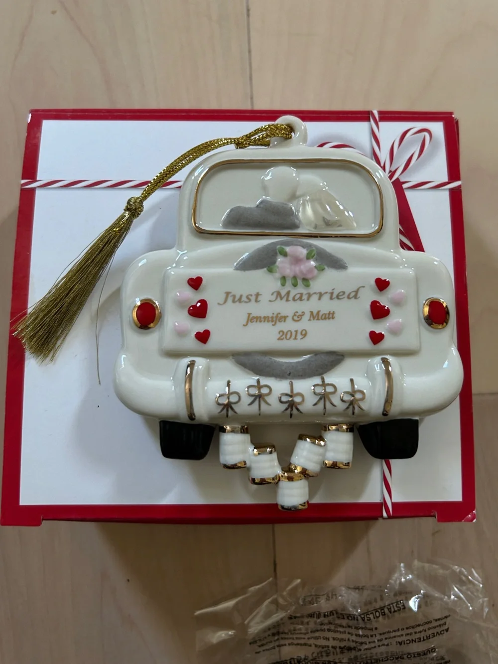 Lenox Personalized Just Married Car Keepsake Ornament Jennifer & Matt 2019